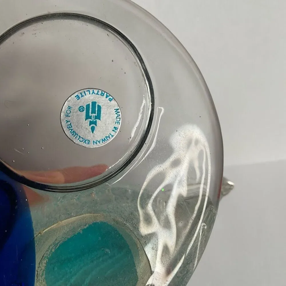 Vintage PartyLite Tropical Fish Tea Light‎ Candle Holder Art Glass Sparkly Blue - Picture 6 of 11